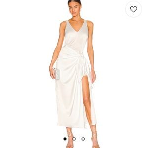 NWT Show Me Your Mumu Hampton Wrap Dress in Ivory Luxe Satin